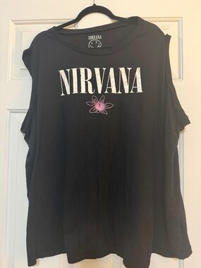 torrid Black Nirvana Tank with Pink Flower Graphic